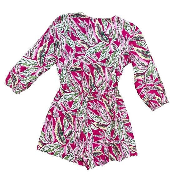 LOFT Beach Palm Tie-Front Linen Romper XS NWT Resort Cruise Vacation Summer - Picture 7 of 10